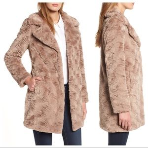 Sz L Kenneth Cole Textured Faux Fur Teddy Coat